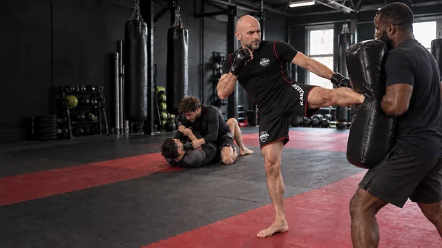 MMA striking drill demonstrating distance and balanced movement